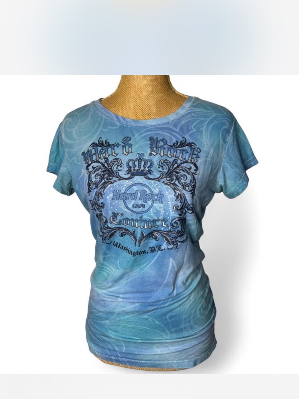 Hard Rock Cafe Women's Teal-Blue Swirl Graphic Tee